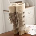 thumbnail image 7 of IUJOSY Women's Knee High Boots Wedge Heel Suede Slouch Winter Snow Booties Outdoor Warm Long Boot, 7 of 7