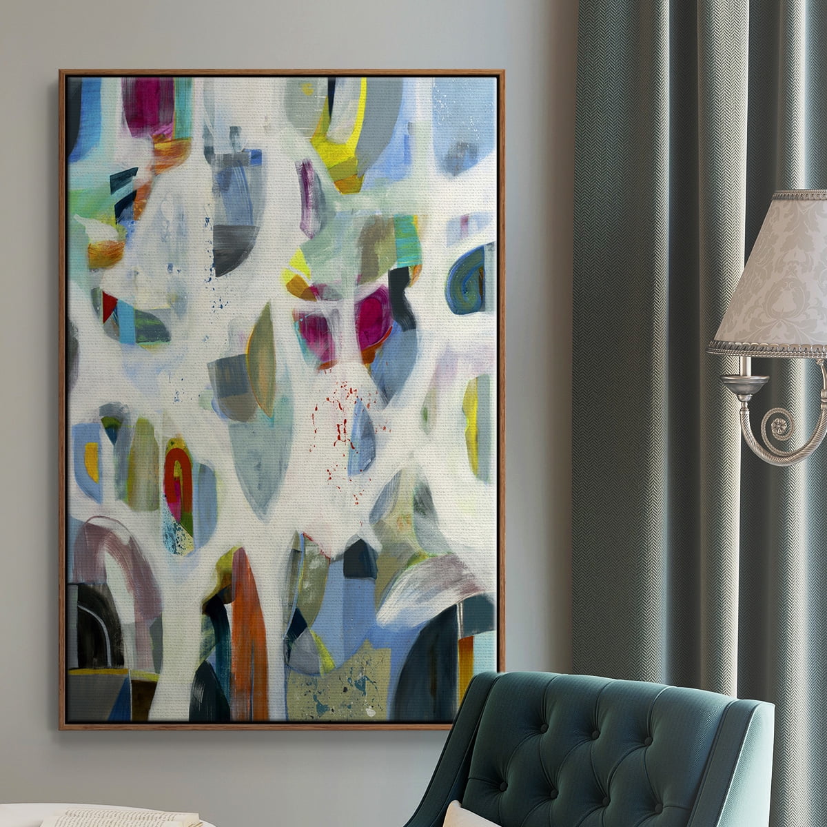 Interaction Framed Premium Gallery Wrapped Canvas - Ready to Hang - 27 x 41 - Walnut Floating Frame