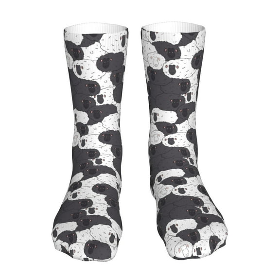 Xecao Black And White Sheeps Print Fashion No Heel Casual Crew Socks Cushioned Breathable for Men Women - Moisture wicking,Not easy to fade Suitable for daily