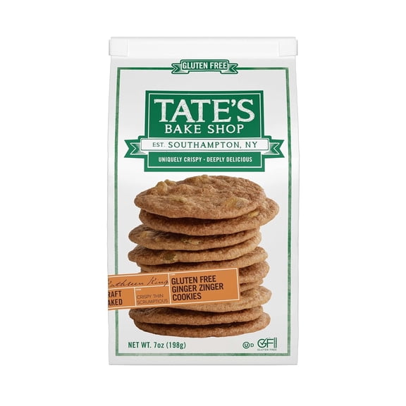 Tate's Bake Shop Gluten Free Cookies Ginger Zinger 7 oz Pack of 2