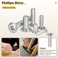 thumbnail image 5 of Uxcell Phillips Cross Recessed Countersunk Head Screws Bolts (M8-1.25x20) 25Pcs, 304 Stainless Steel Flat Head Screws, 5 of 7