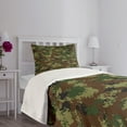thumbnail image 5 of Ambesonne Green Quilted Bedspread Set 2 Pcs, Grunge Graphic Camouflage, Twin Size, Green Pale Green Brown, 5 of 6
