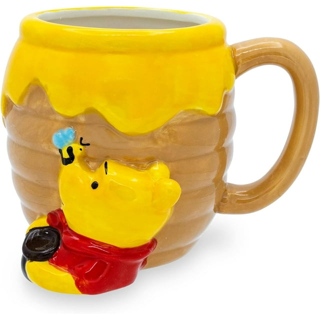 Taza de café de cerámica Silver Buffalo en forma de bote de miel Winnie Pooh 23 oz marrón