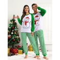 thumbnail image 1 of Pijamas a juego para parejas, pijamas estampados de manga larga, conjuntos para mujer y hombre, ropa de Navidad, traje para casa con tiras verdes y rojas, 1 of 4