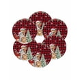 thumbnail image 7 of 15 Inch Round Placemats Set of 6, Christmas Cats Non Slip Heat Insulation PP Table Mats, Xmas Tree Poinsettia Botanical Red Buffalo Plaid Washable Place Mats for Kitchen Dining Party Table Decor, 7 of 7
