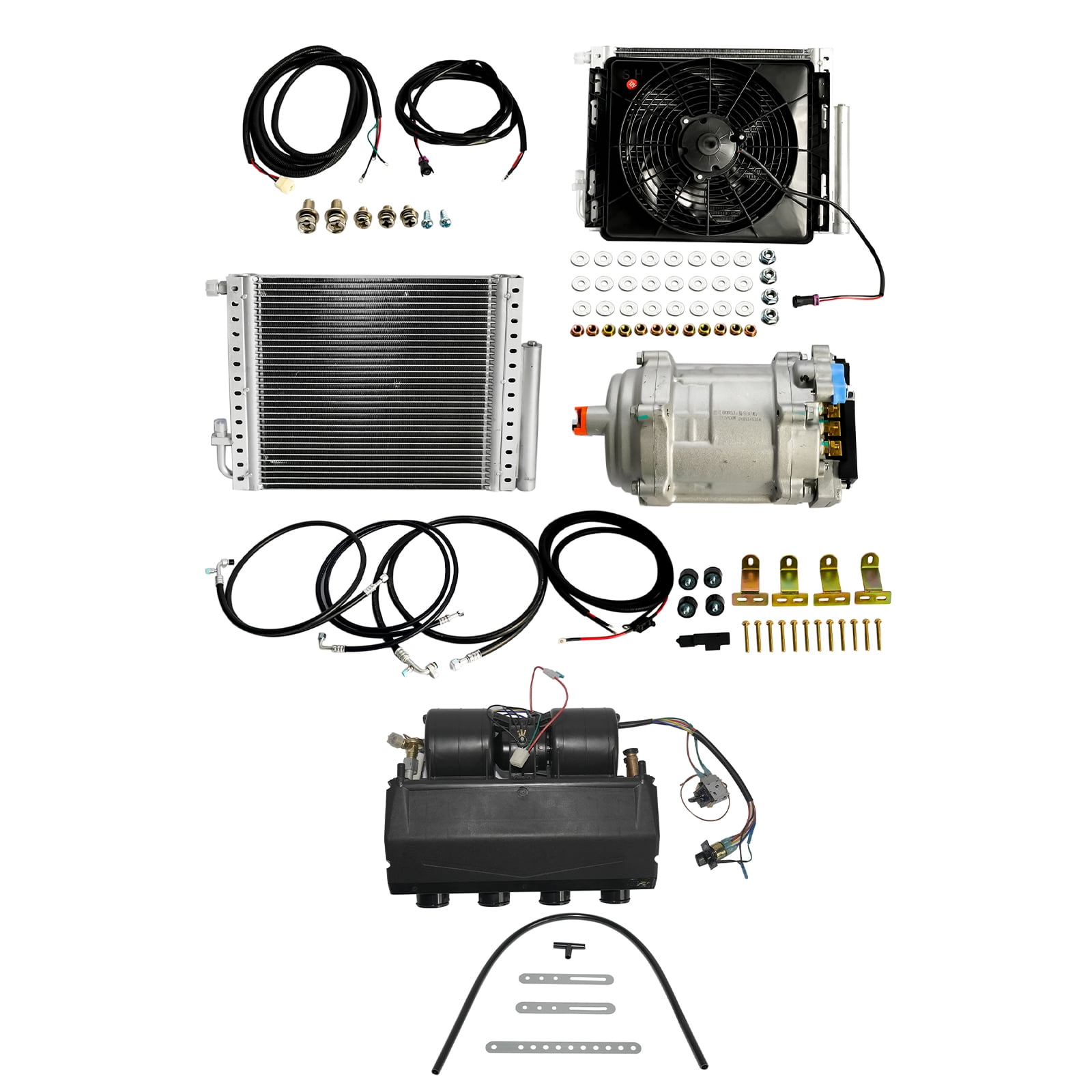 Mustrod 12V Universal Underdash Car Air Conditioner Electric A/C Unit Kit Compressor Cooling