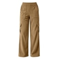 thumbnail image 6 of Corduroy Wide Leg Cargo Sweatpants for Women Elastic Waist Sweatpants Casual Solid Color Pockets Long Pants Workout Lounge Trousers with Pockets, 6 of 7