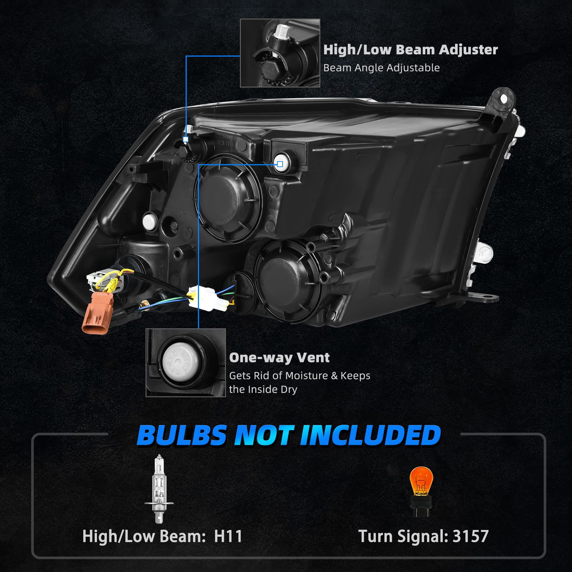 RVNI LED DRL Headlights Sequential Signal Lamp For 2010-2018 Dodge Ram 1500 2500 3500