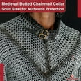 thumbnail image 5 of Armory Replicas Silver/Black Collar with Leather Liner - Mild Steel Butted Chainmail Double - Black Double Line Design, Brass Adjustable Buckle & Belt, 10/16 Ring Size, 800g Neck Armor, 5 of 12