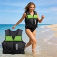 thumbnail image 2 of XIAOCHA Unisex Adult Life Jacket Sleeveless Black And Green Mesh Panel Reflective Strip Safety Vest Quick Dry Buoyant Water Sports Gear, 2 of 9