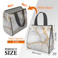 thumbnail image 3 of White and Gold Marble Pattern Insulated Lunch Bag for Women Men, Large Portable Soft Cooler Tote, Thermal Food Storage Bag with Pearl Cotton, 8.66L, 8.75"x5.75"x9.5", 3 of 6
