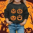 thumbnail image 2 of LIIPEE Girls Hoodies Halloween Cartoon Pumpkin Graphic Printed Long Sleeve Round Neck Pullover Tops Toddler Leisure Indoor Outdoor Wear Sweatshirts,Black,18-24 Months, 2 of 4