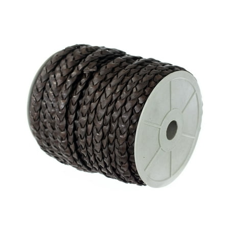 Black Braided Bolo Leather Cord - Craft County Flat Braided Leather Craft Cord - 5mm or 10mm Diameter - 5, 10, or 25 Yard Lengths - Make Jewelry, Bracelets, Necklaces, Belts, Pet Leashes and Other DIY Projects
