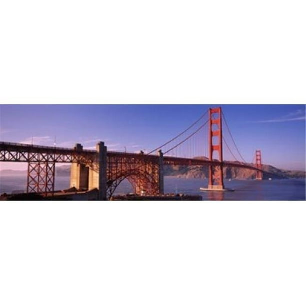 Pont Suspendu au Crépuscule Pont de Porte d'Or San Francisco Marin Comté de Californie USA Affiche Imprimée par - 36 x 12
