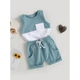 thumbnail image 3 of Coduop Baby Boys Shorts Set,Patchwork Tank Top with Elastic Waist Shorts Summer Outfit Set, 3 of 8