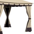 thumbnail image 6 of Wooflex 10x10FT Outdoor Roman Gazebo with Double-Top Wave Pattern Canopy – Black Frame & Beige/Brown Double-Hanging Curtains, 6 of 11