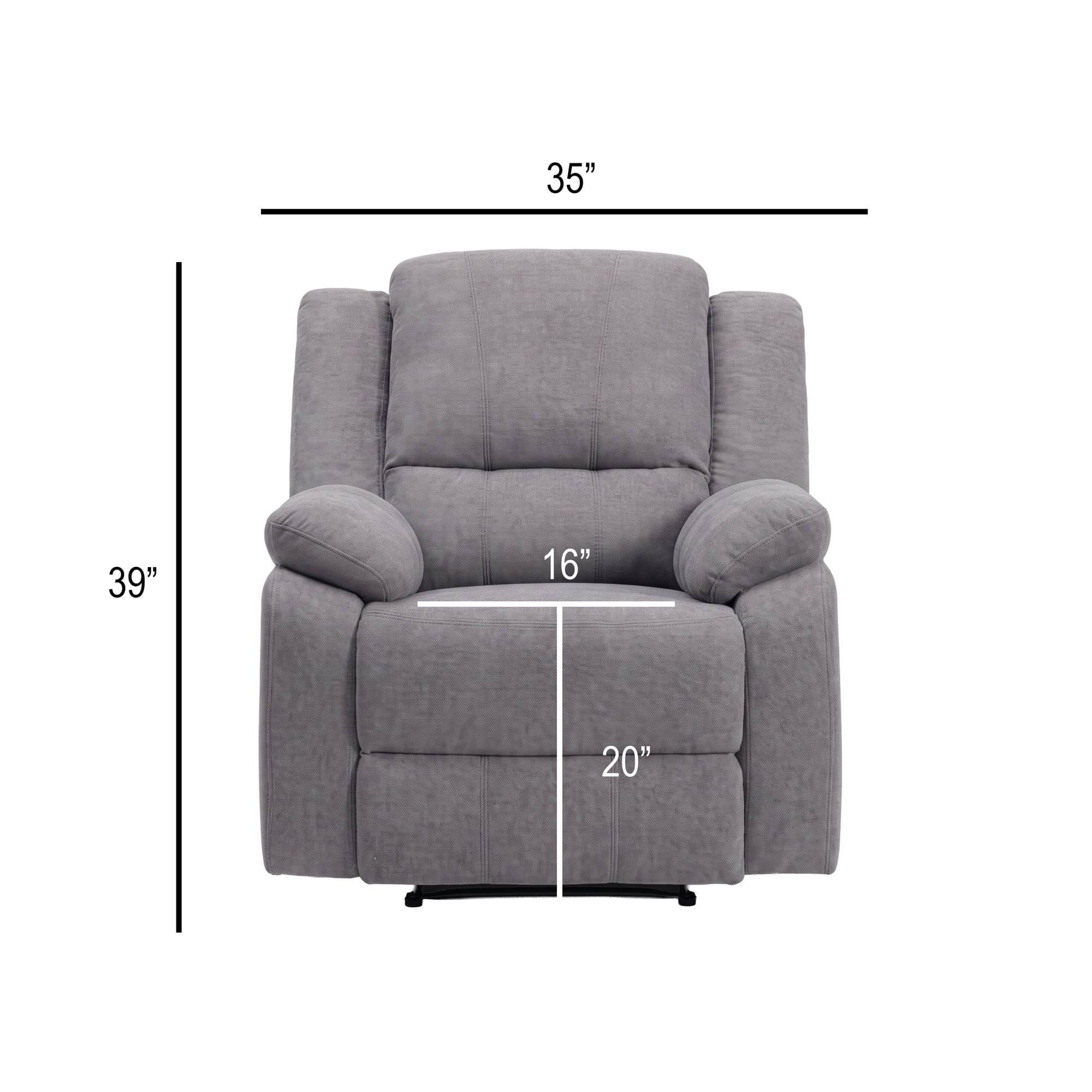 Grey Reclining Armchair - Modern Microfiber Single Recliner Chair