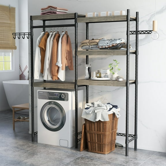 DSstyles 5-Tier Adjustable Laundry Room Shelf Organizer, Grey