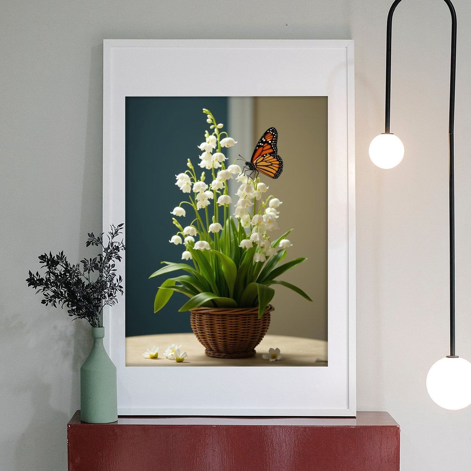 Diamond Art Kit for Adults, Butterfly On Lily Of The Valley Basket Diamond Painting for Adults Beginners, 5D DIY Diamond Art Painting Kits, Colorful Diamond Painting Craft for Home Decor 12x16