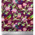 thumbnail image 1 of Soimoi Poly Georgette Fabric Leaves,Floral & Hummingbird Bird Print Fabric by the Yard 42 Inch Wide, 1 of 1
