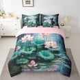 thumbnail image 2 of Homewish Rustic Lotus 7-Piece Bedding Comforter Set,Country Lotus Leaves King Bedding Sets,Pink Green Bed Sheets For Girls Kids,Breathable Home Decor Reversible, 2 of 8