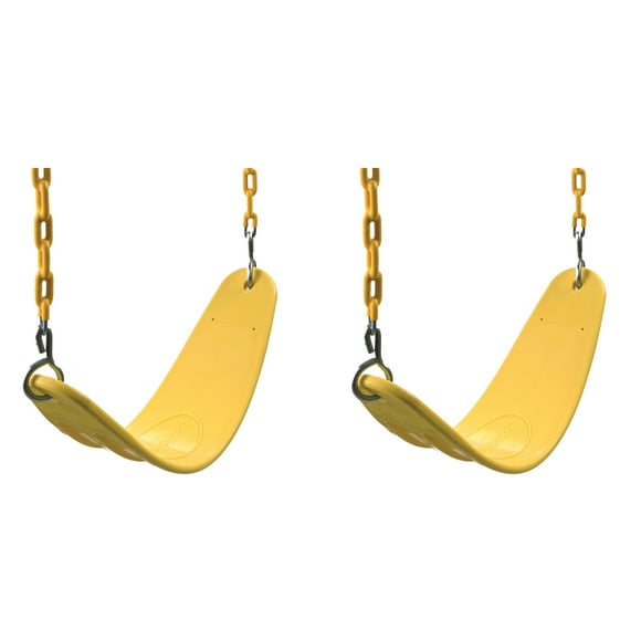 Swing-N-Slide WS 4772 Ensemble de Siège de Balançoire Ultra Robuste pour Extérieur, Balançoires de Terrain de Jeu avec Chaînes Enduites et Maillons Rapides, Jaune, Lot de 2