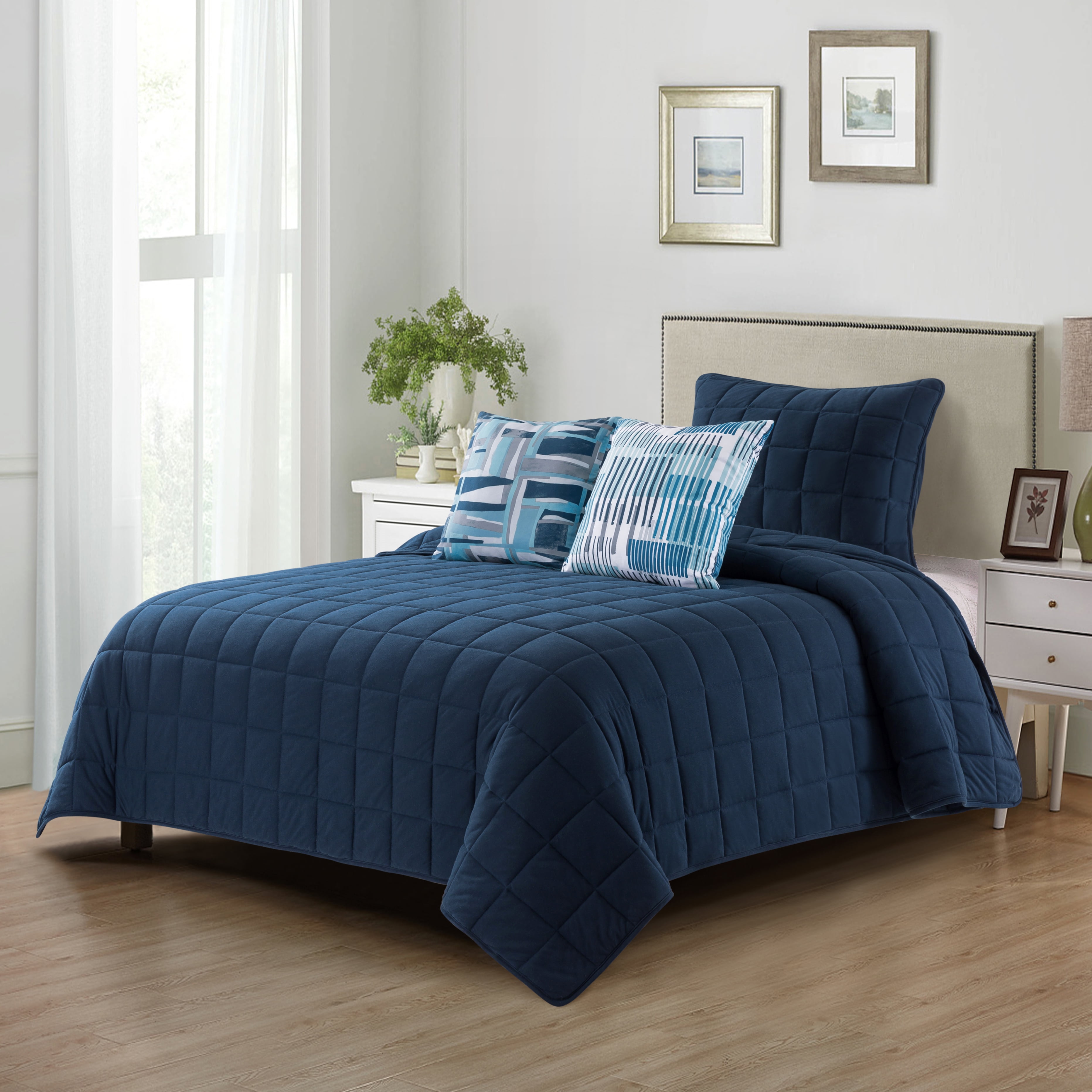 Mainstays Transitional 4 Piece Quilt Sets, TwinXL