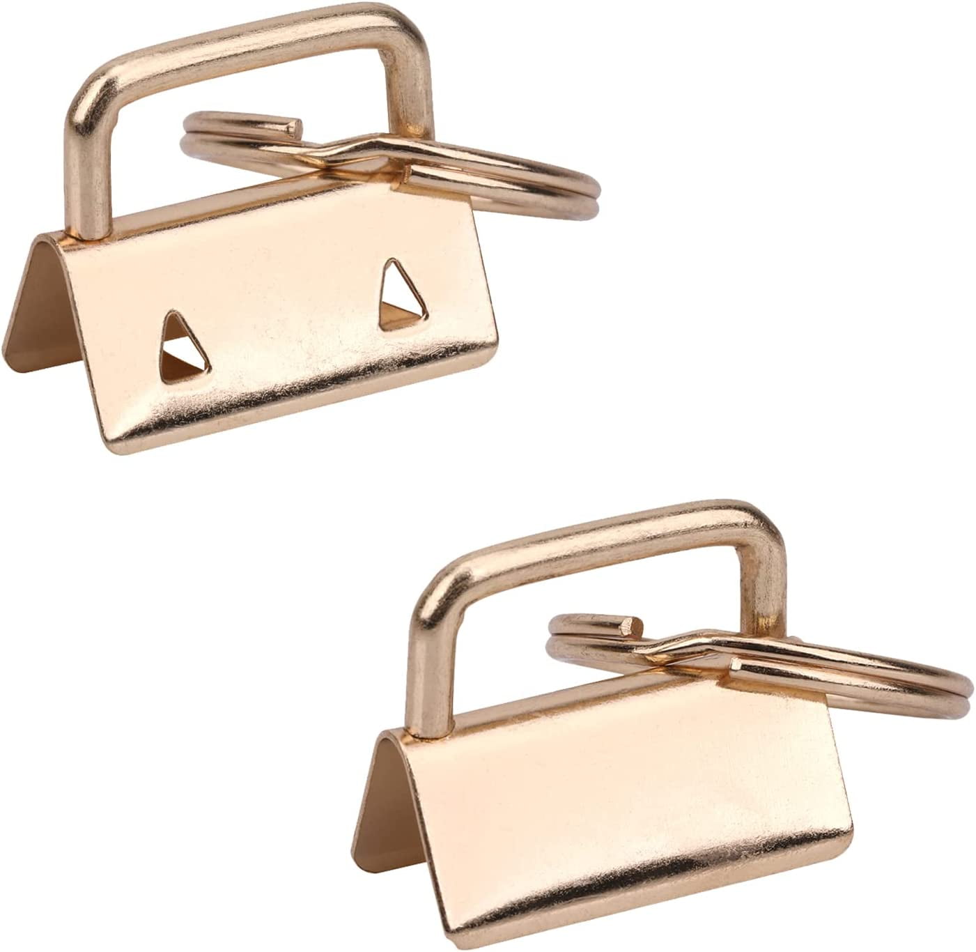 LSLeatherSupply Keyring Holder Key Fob with Split Ring, 23mm DIY Keyring, Key Fob Hardware, Keychain Holder Hardware Supplies, Black, Rose Gold