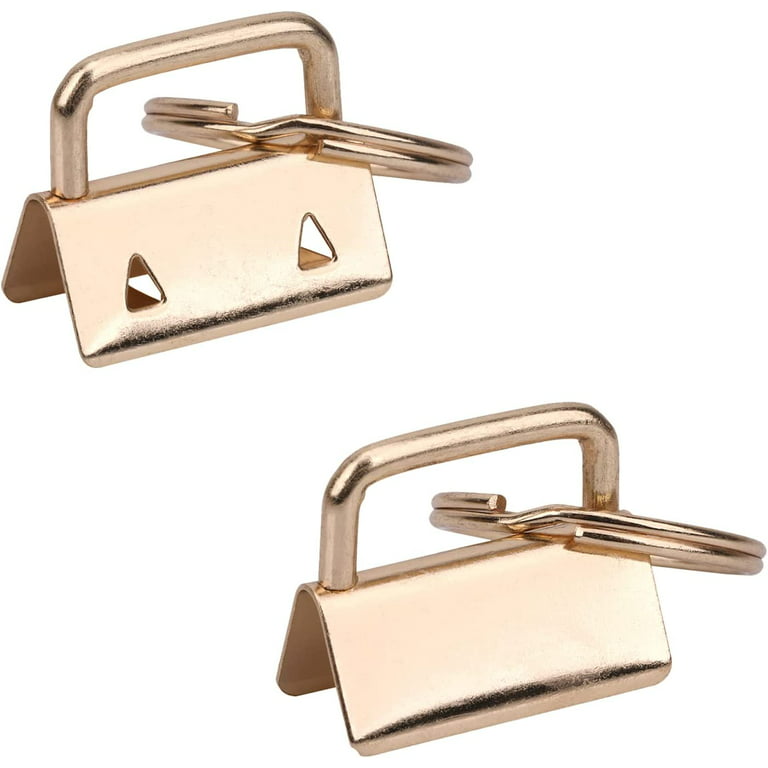 Trimming Shop 25mm Key Fob Hardware Gold Lanyard Wristlet Key Chain with  Metal Split Ring, 50pcs 