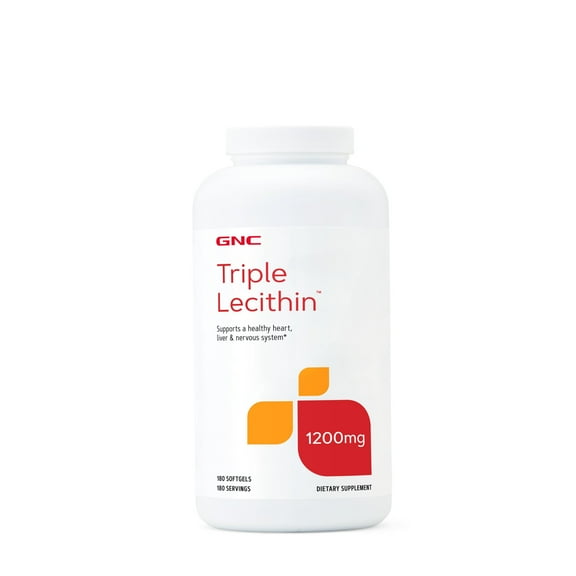 GNC Triple Lecithin 1200mg | Supports a Healthy Heart, Liver and Nervous System | 180 Softgels