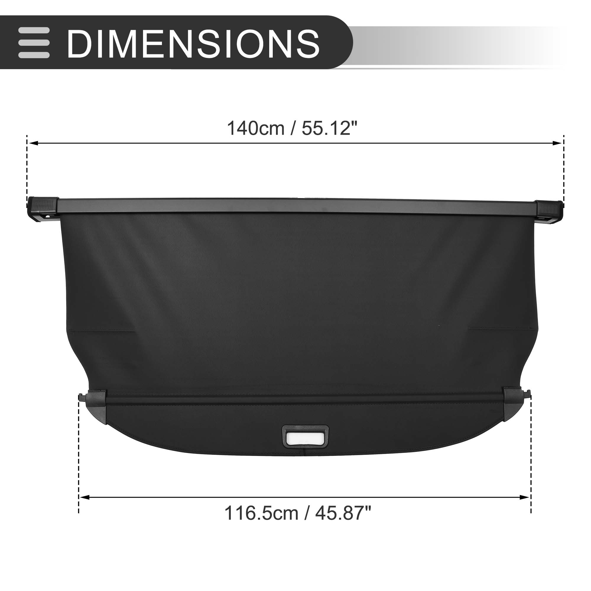 Unique Bargains Retractable Cargo Cover for Hyundai Rear Trunk Parcel Shelf Shade Black