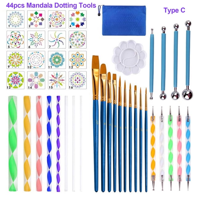 44 piezas de herramientas de punteado de mandala, plantillas de pintura DIY, paleta de bolas yeacher Herramientas de pintura