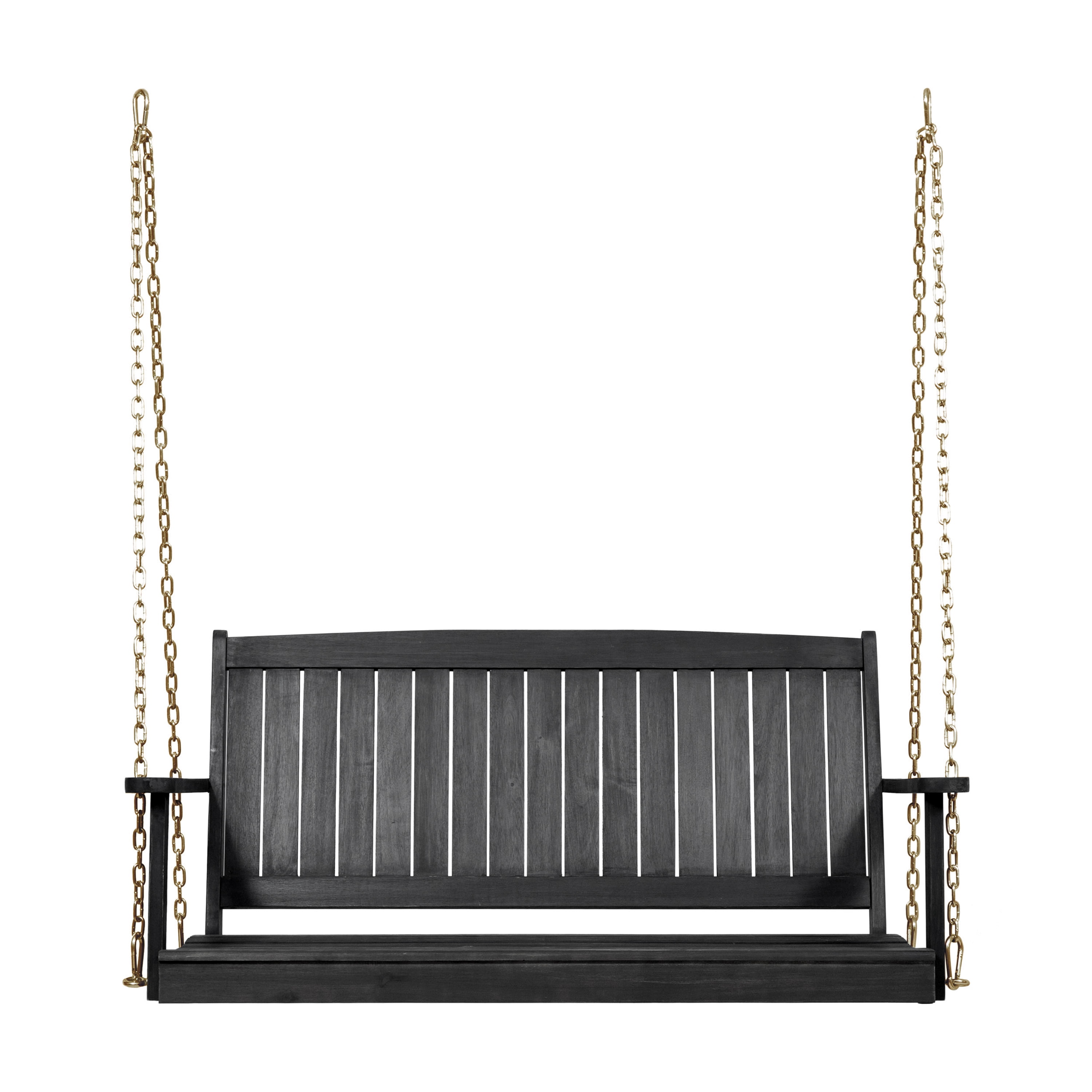 Maximo Outdoor Aacia Wood Porch Swing, Dark Gray