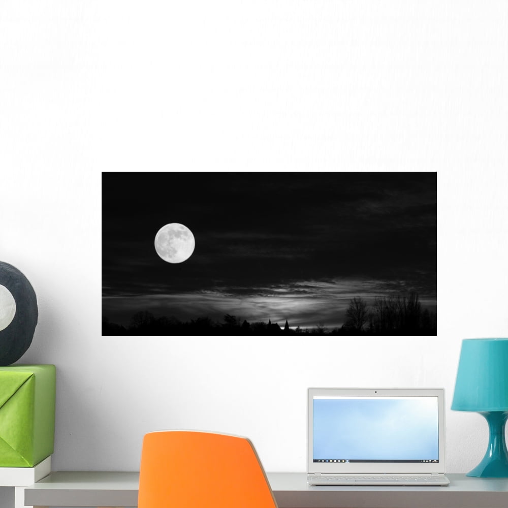 Full Moon Wall Mural Decal by Wallmonkeys Vinyl Peel and Stick Graphic ...