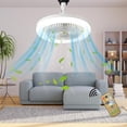 thumbnail image 4 of E27 Ceiling Fan With Lights Enclosed Low Fan Light Ceiling Light With Fan Hidden Fan Delier Gimbal Lamp Three Color Dimming, 4 of 8