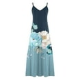 thumbnail image 4 of Viikei Womens Dresses Clearance,Summer Dresses for Women 2025,Fashion Women Summer Casual Solid V-Neck Camis Sleeveless Long Dress Blue XXL, 4 of 5