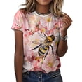thumbnail image 3 of Bee And Flowers Women T-Shirt Classic O Neck T-Shirts Short-Sleeve Trendy Animal Print Design Tshirt Casual Clothing, 3 of 5