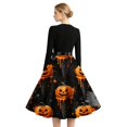 thumbnail image 5 of Womens Halloween Dress Pumpkin Costume Dresses Vintage Bat Print Dress A Line Dress Halloween Themed Plus Size Clothes Orange 3XL, 5 of 6