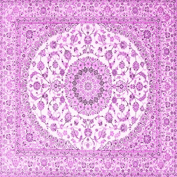 Ahgly Company Indoor Square Medallion Pink Traditional Area Rugs, 5' Square