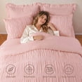 thumbnail image 3 of Lipa Queen Size Comforter Set,5-Piece Bed in a Bag,All Season Bedding Set,Ruched Design,Comforter,Pillowcases and Shams,Pink, 3 of 9