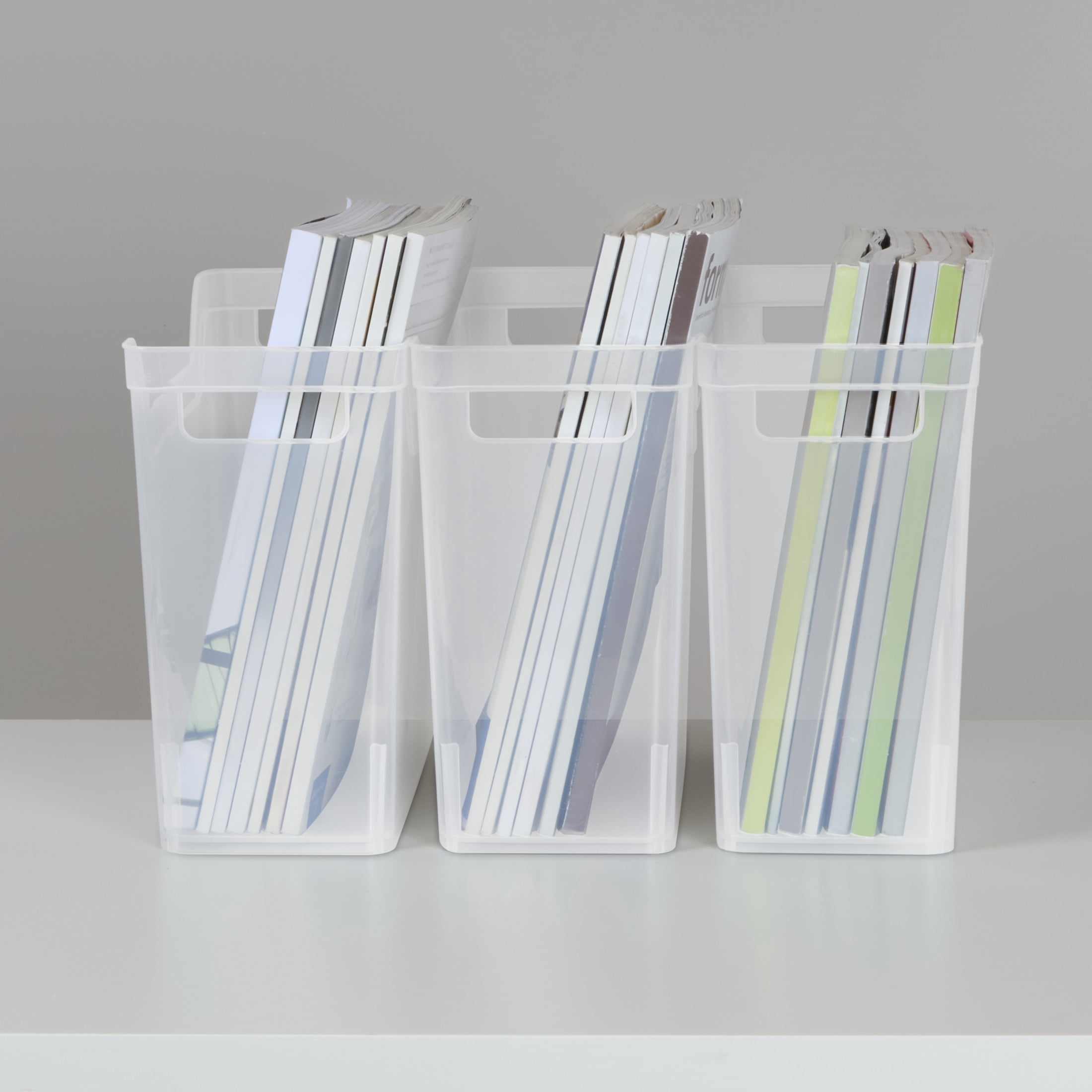 Sterilite Narrow Shelf Bin, Clear Plastic Open Storage Containers, Multi-purpose Organizers, 6 Count