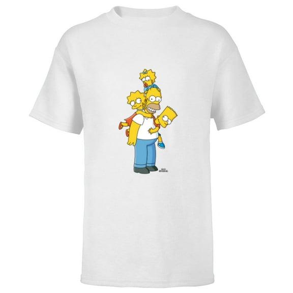 The Simpsons Homer Lisa Bart and Maggie Play - Short Sleeve T-Shirt for Kids - Customized-White