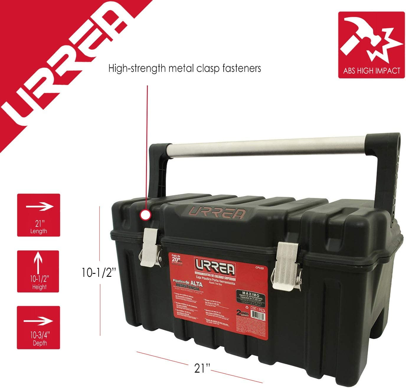Urrea Professional Tools B994833 Plastic CPU20 21 x 10.312 x 10.5 in. Tool Box, Black
