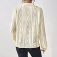 thumbnail image 5 of Womens Tops Plus Size Tops for Women Ndbuld Women's Casual Diamond-patterned Mesh Crocheted Flower-shaped Shoulder Long-sleeved Top Beige 2XL, 5 of 8