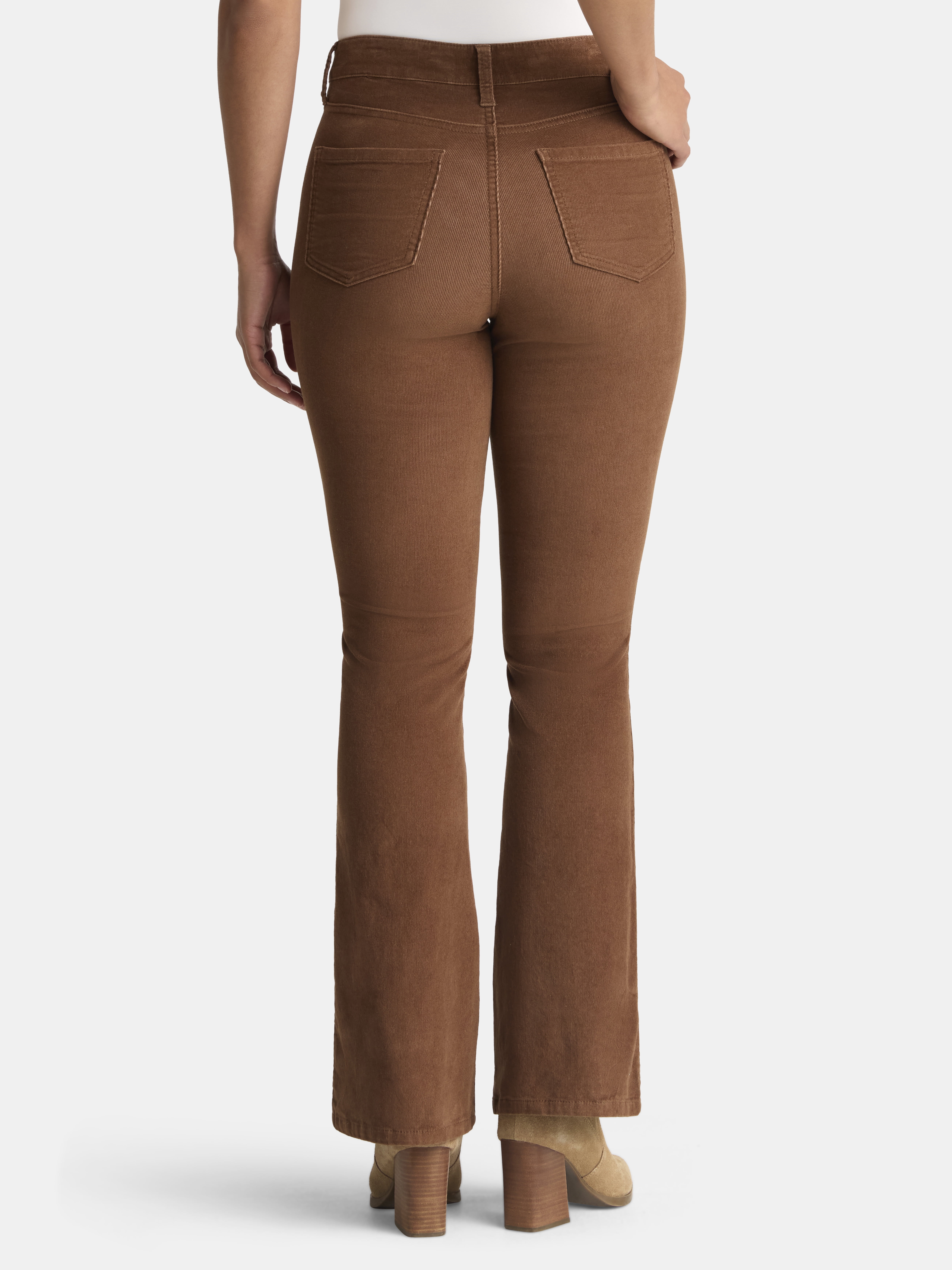 Time and Tru Women's High Rise Corduroy Flare Jeans, 32" Inseam, Sizes 2-22