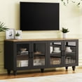 thumbnail image 2 of 63" Farmhouse TV Stand with Glass Doors & Gourd-Shaped Legs​ – Rustic Media Console for 70" TVs, Adjustable Shelves, Buffet Cabinet for Living Room/Dining Room, 2 of 19