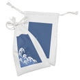 thumbnail image 2 of Japanese Wave Fabric Pouch Set of 2, Illustration of Sea Curves Oriental Style Folk Surf Modern, Small Drawstring Bag for Toiletries Masks and Favors, 9" x 6", Violet Blue White, by Ambesonne, 2 of 2