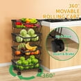 thumbnail image 2 of Fruit Basket for Kitchen Stackable Fruit Vegetable Storage Baskets with Wheels Metal Wire Storage Basket Organizer Cart for Kitchen Livingroom Diningroom Office, 2 of 9