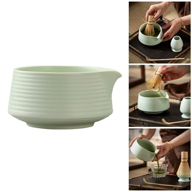 Glass&Bottle Handmade Japanese Matcha Bowl with Spout for Tea and Restaurants Ceramic Pouring Cup for Matcha Preparation