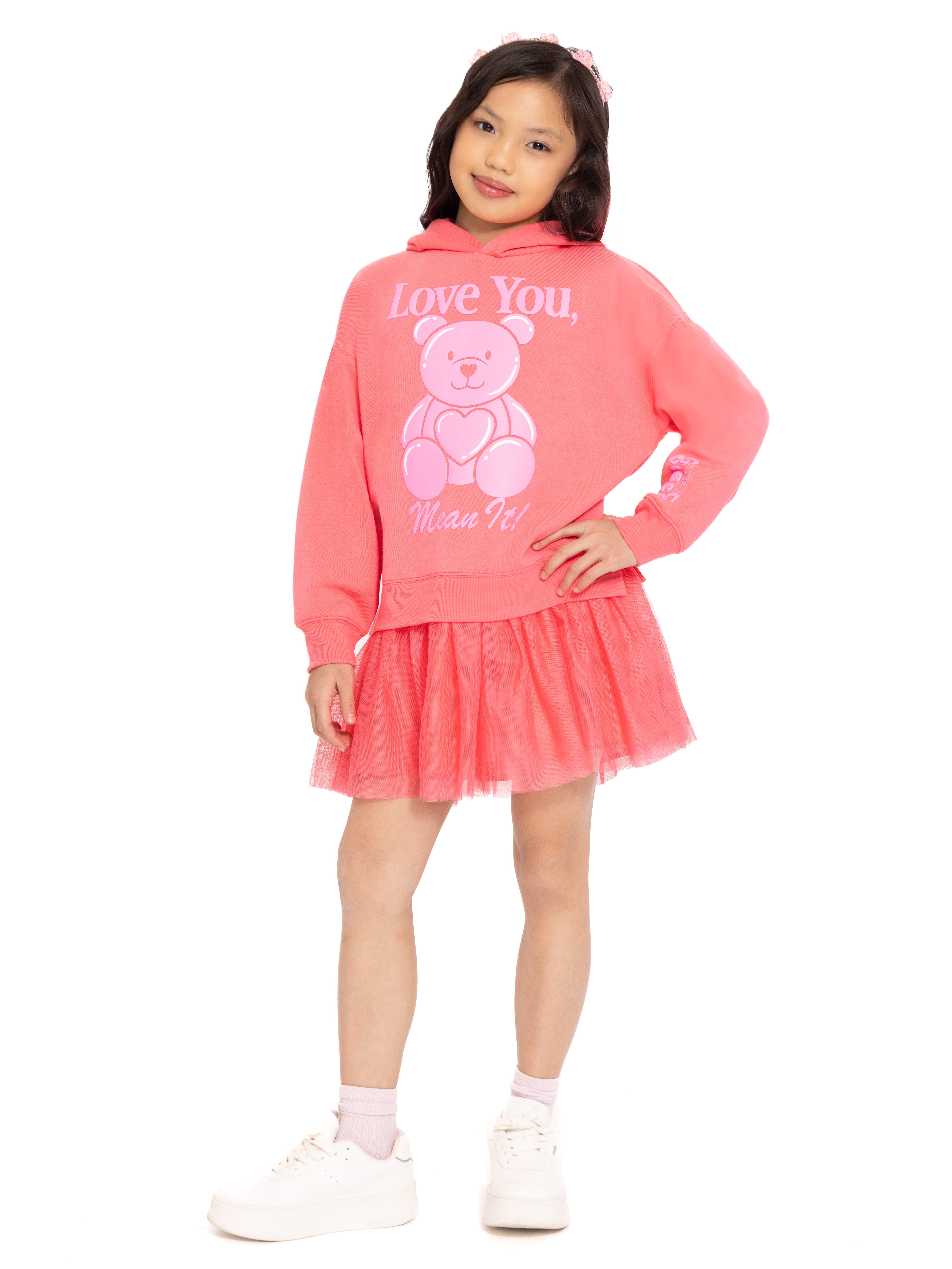 Valentine's Day Girls Graphic Hoodie Tutu Dress from Way To Celebrate, Sizes 4-16